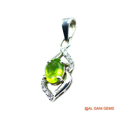 August Peridot Stone Zircon Sterling Silver Handmade Bezel Pendant SP-24