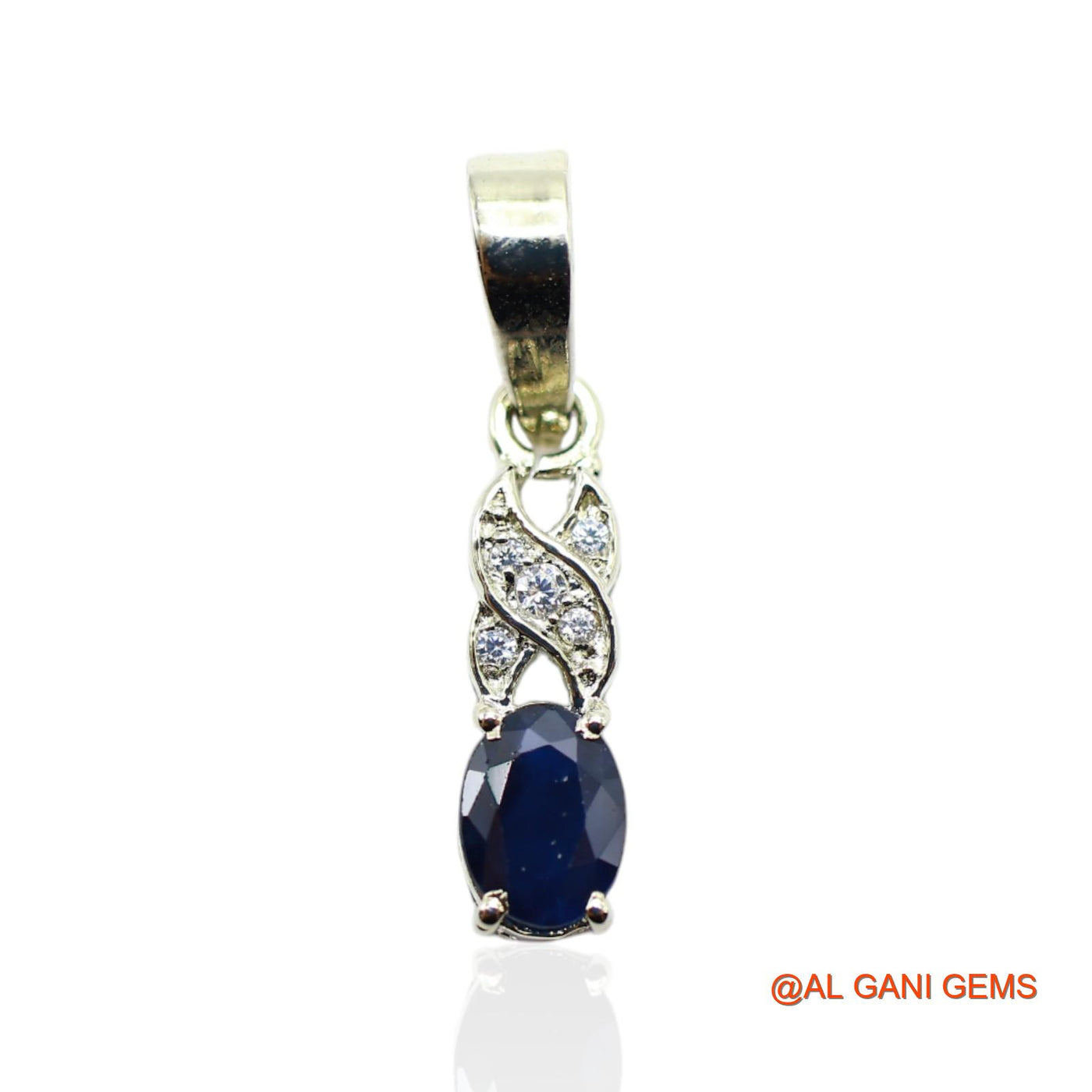 Third Eye Chakra Blue Sapphire Gemstone Zircon 925 Silver Wedding Pendant SP-25