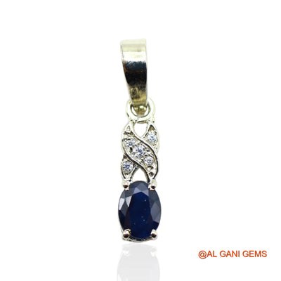 Third Eye Chakra Blue Sapphire Gemstone Zircon 925 Silver Wedding Pendant SP-25
