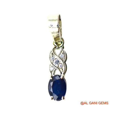 Third Eye Chakra Blue Sapphire Gemstone Zircon 925 Silver Wedding Pendant SP-25