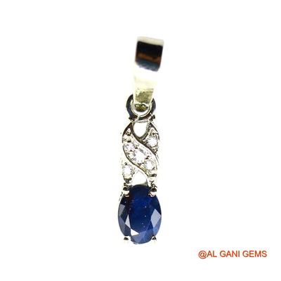 Third Eye Chakra Blue Sapphire Gemstone Zircon 925 Silver Wedding Pendant SP-25