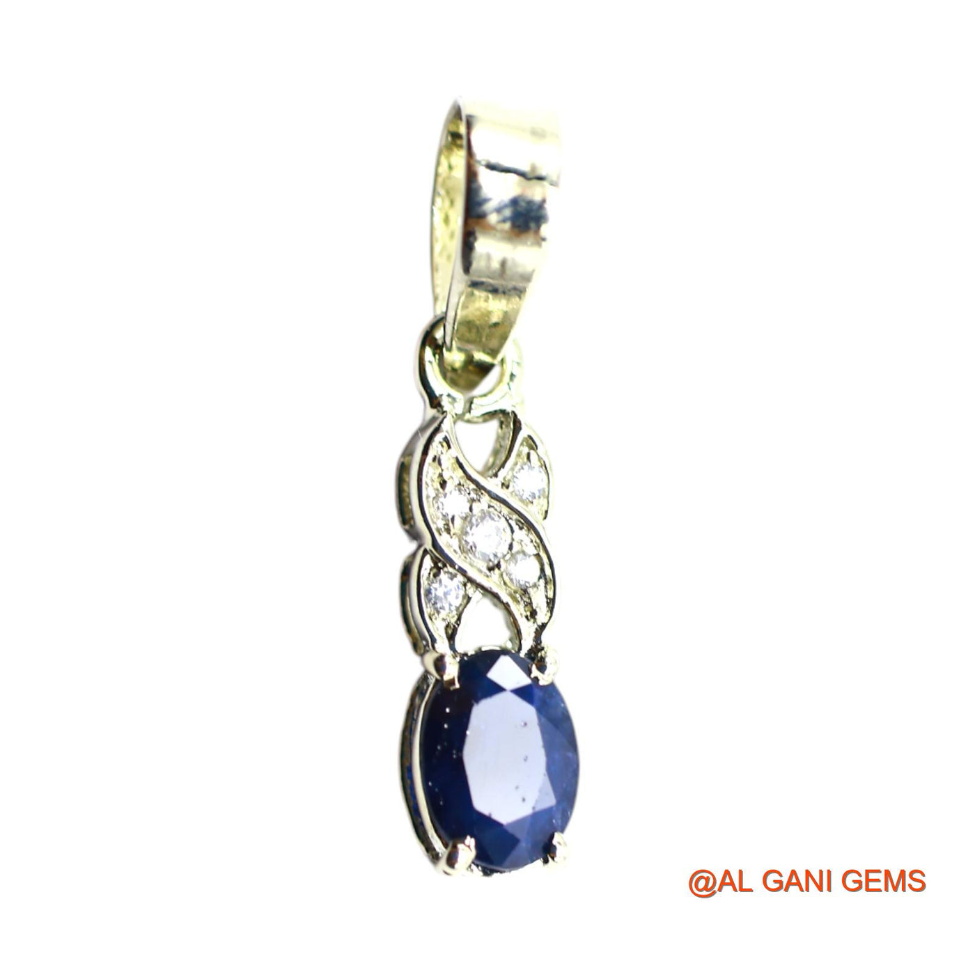 Third Eye Chakra Blue Sapphire Gemstone Zircon 925 Silver Wedding Pendant SP-25
