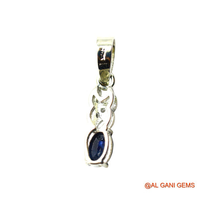 Third Eye Chakra Blue Sapphire Gemstone Zircon 925 Silver Wedding Pendant SP-25