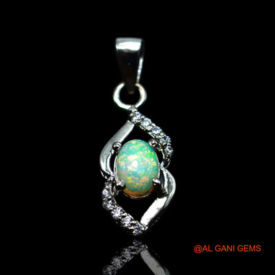 Natural Ethiopian Fire Opal Zircon 925 Sterling Silver Anniversary Dainty Pendant SP-28