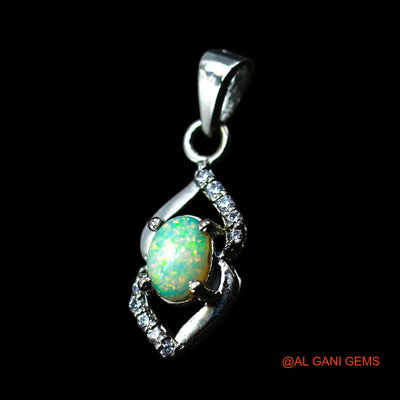 Natural Ethiopian Fire Opal Zircon 925 Sterling Silver Anniversary Dainty Pendant SP-28