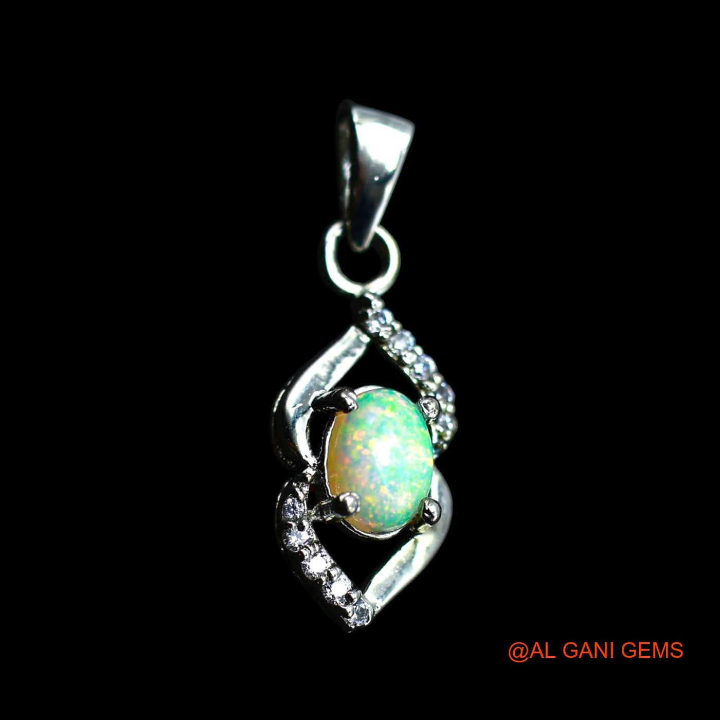 Natural Ethiopian Fire Opal Zircon 925 Sterling Silver Anniversary Dainty Pendant SP-28