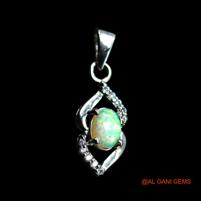 Natural Ethiopian Fire Opal Zircon 925 Sterling Silver Anniversary Dainty Pendant SP-28