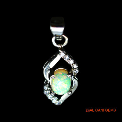Natural Ethiopian Fire Opal Zircon 925 Sterling Silver Anniversary Dainty Pendant SP-28