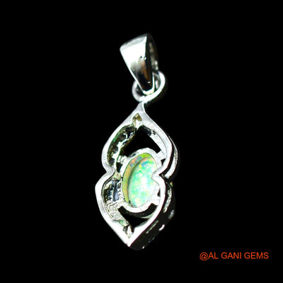 Natural Ethiopian Fire Opal Zircon 925 Sterling Silver Anniversary Dainty Pendant SP-28