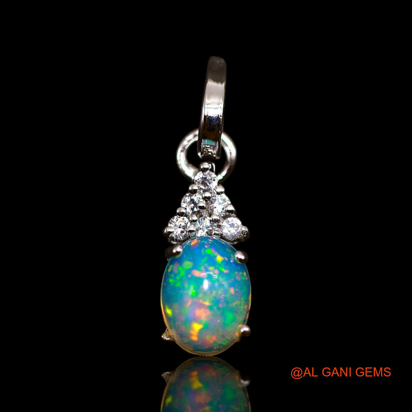925 Sterling Silver Natural Ethiopian Fire Opal Zircon Bezel Handcrafted Pendant SP-29