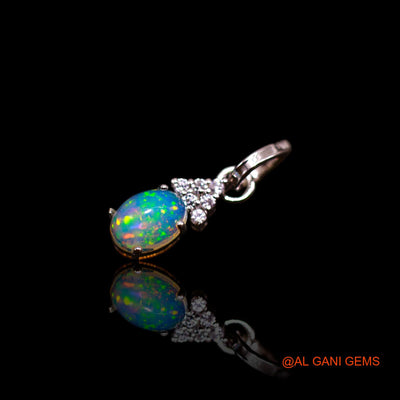 925 Sterling Silver Natural Ethiopian Fire Opal Zircon Bezel Handcrafted Pendant SP-29