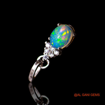 925 Sterling Silver Natural Ethiopian Fire Opal Zircon Bezel Handcrafted Pendant SP-29