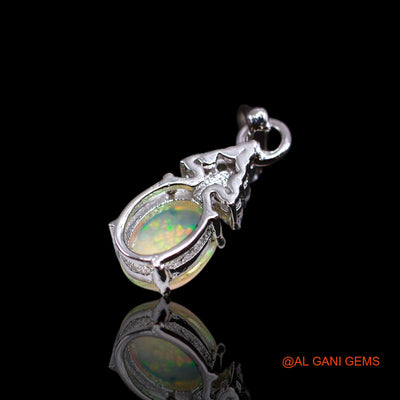 925 Sterling Silver Natural Ethiopian Fire Opal Zircon Bezel Handcrafted Pendant SP-29