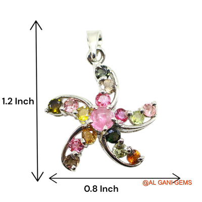 Sterling Silver Tourmaline Stone Bezel Engagement Birthday Boho Pendant SP-2