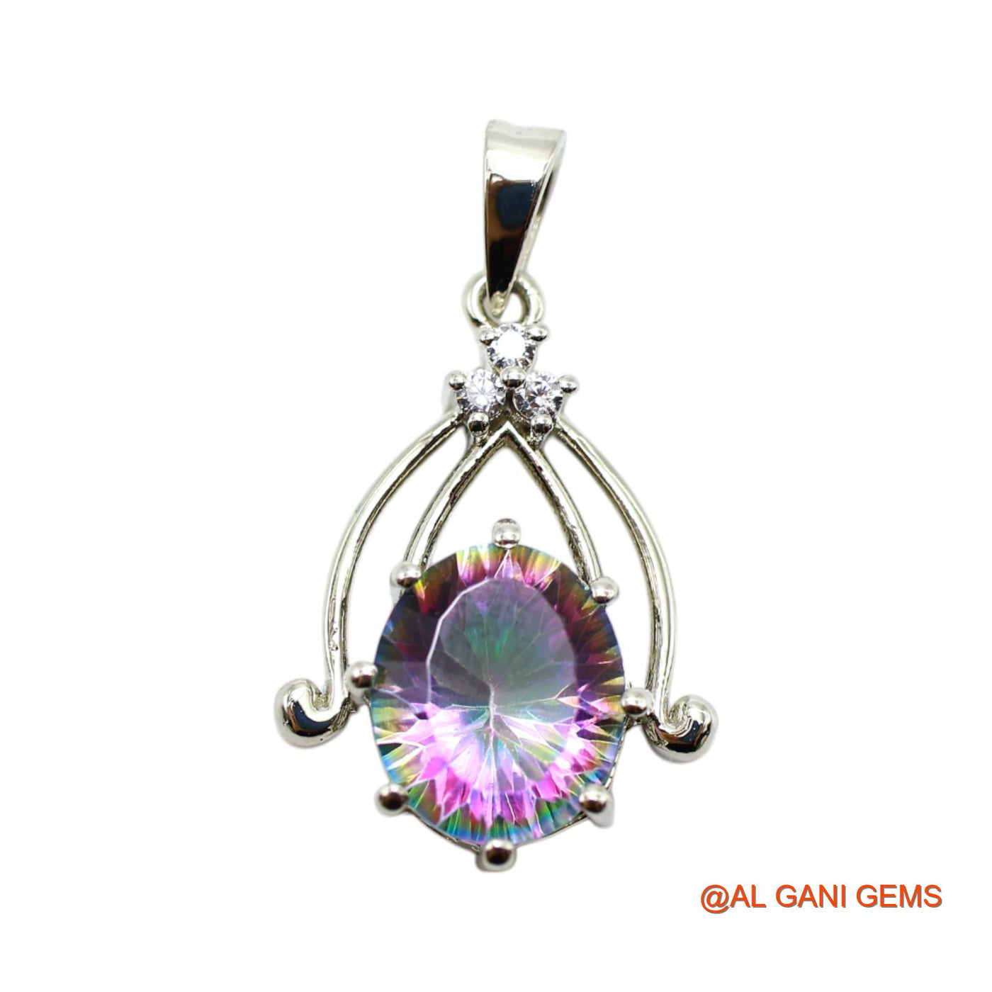 925 Silver Faceted Mystic Topaz Gemstone Zircon Mother Anniversary Pendant SP-3