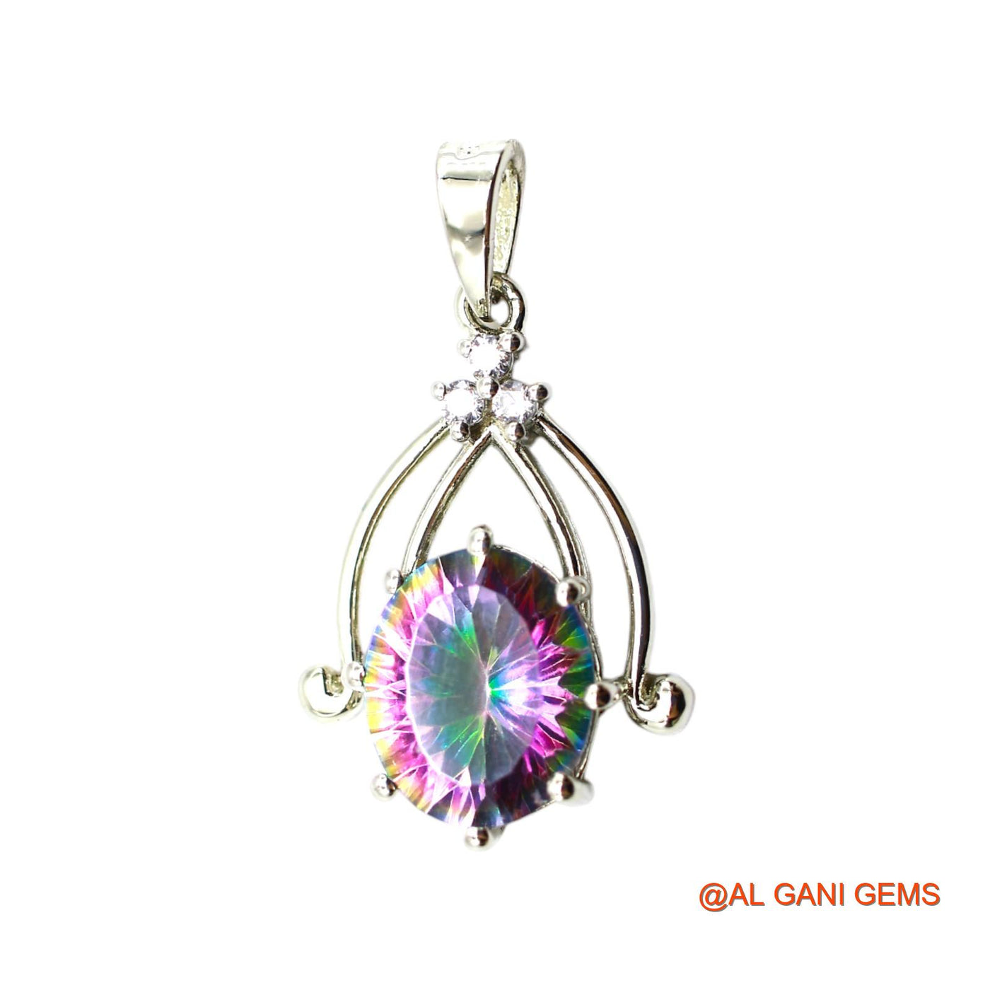 925 Silver Faceted Mystic Topaz Gemstone Zircon Mother Anniversary Pendant SP-3