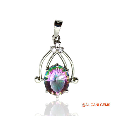 925 Silver Faceted Mystic Topaz Gemstone Zircon Mother Anniversary Pendant SP-3