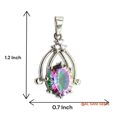 925 Silver Faceted Mystic Topaz Gemstone Zircon Mother Anniversary Pendant SP-3