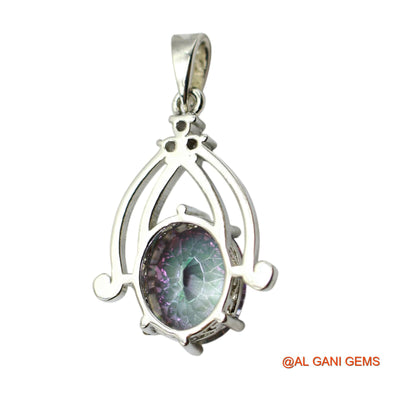 925 Silver Faceted Mystic Topaz Gemstone Zircon Mother Anniversary Pendant SP-3