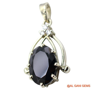 Faceted Natural Black Spinal Zircon Daughter Bezel Pendant Sterling Silver SP-4