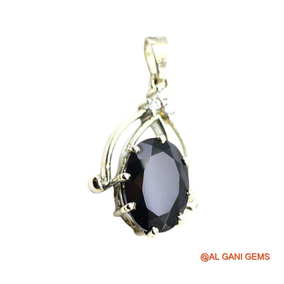 Faceted Natural Black Spinal Zircon Daughter Bezel Pendant Sterling Silver SP-4