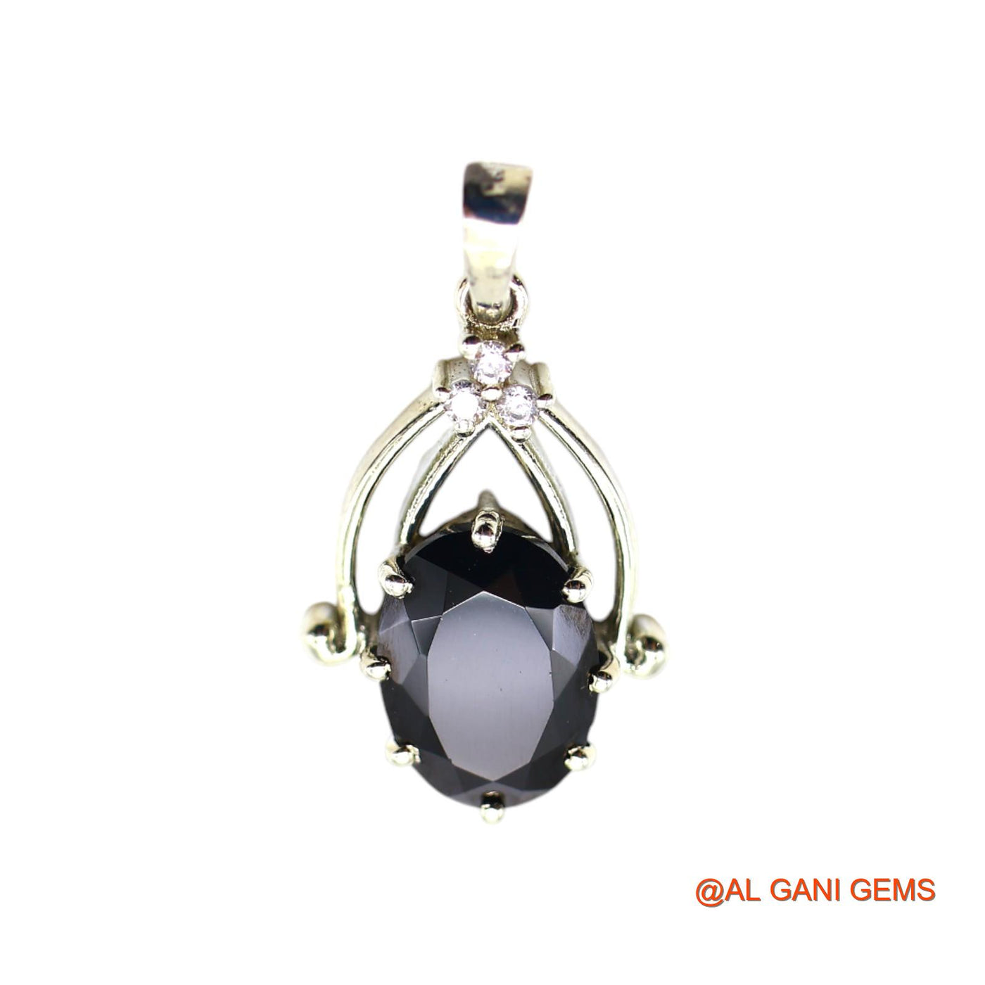 Faceted Natural Black Spinal Zircon Daughter Bezel Pendant Sterling Silver SP-4