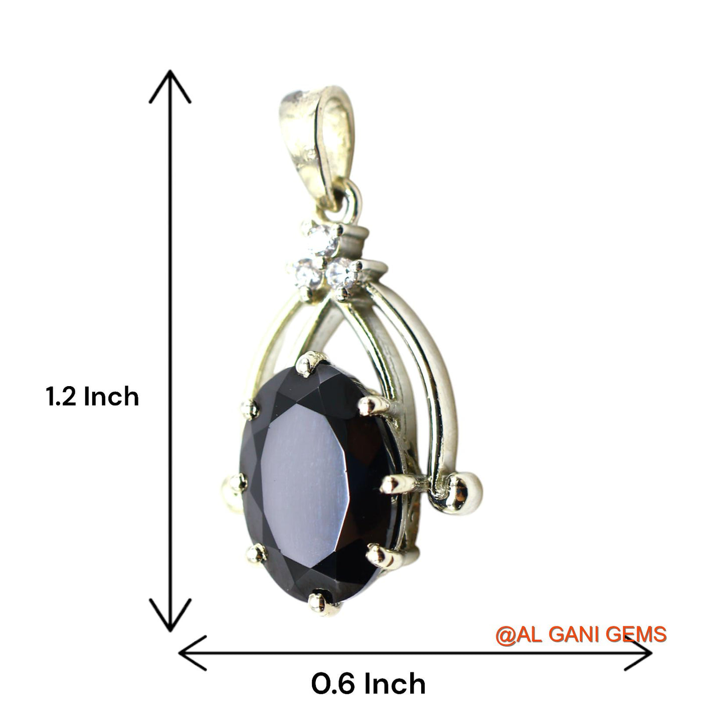 Faceted Natural Black Spinal Zircon Daughter Bezel Pendant Sterling Silver SP-4