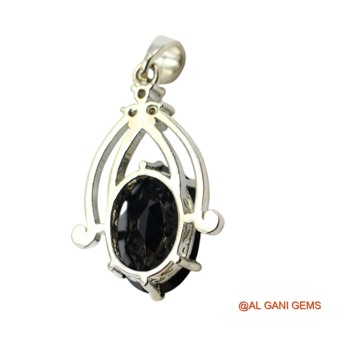 Faceted Natural Black Spinal Zircon Daughter Bezel Pendant Sterling Silver SP-4
