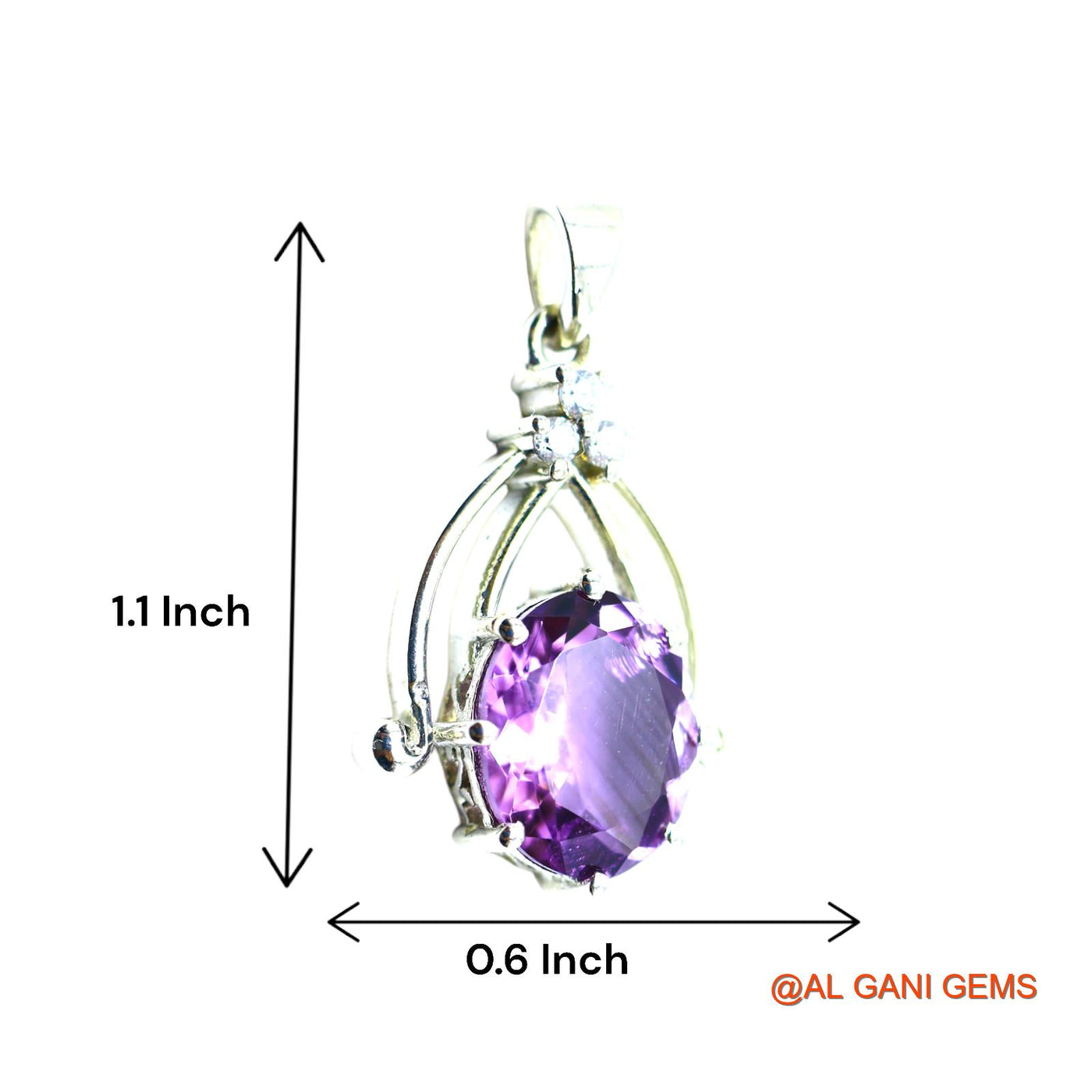 Sterling Silver Natural Amethyst Zircon Anniversary Engagement Pendant SP-6