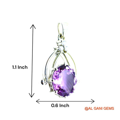 Sterling Silver Natural Amethyst Zircon Anniversary Engagement Pendant SP-6