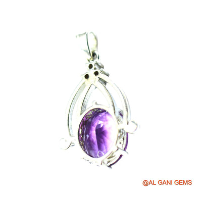 Sterling Silver Natural Amethyst Zircon Anniversary Engagement Pendant SP-6