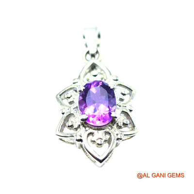 925 Silver Amethyst Gemstone Birthday Daughter Statement Boho Pendant SP-8