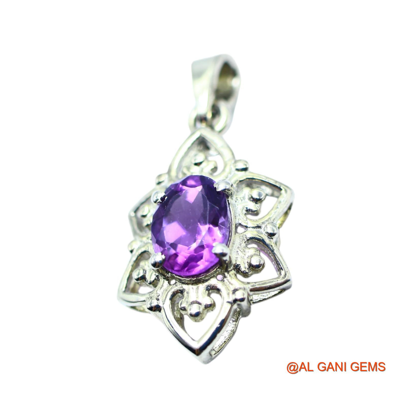 925 Silver Amethyst Gemstone Birthday Daughter Statement Boho Pendant SP-8