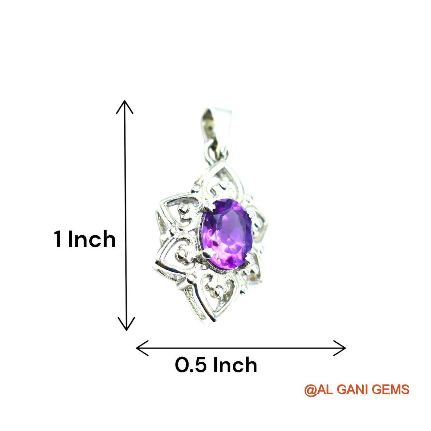 925 Silver Amethyst Gemstone Birthday Daughter Statement Boho Pendant SP-8