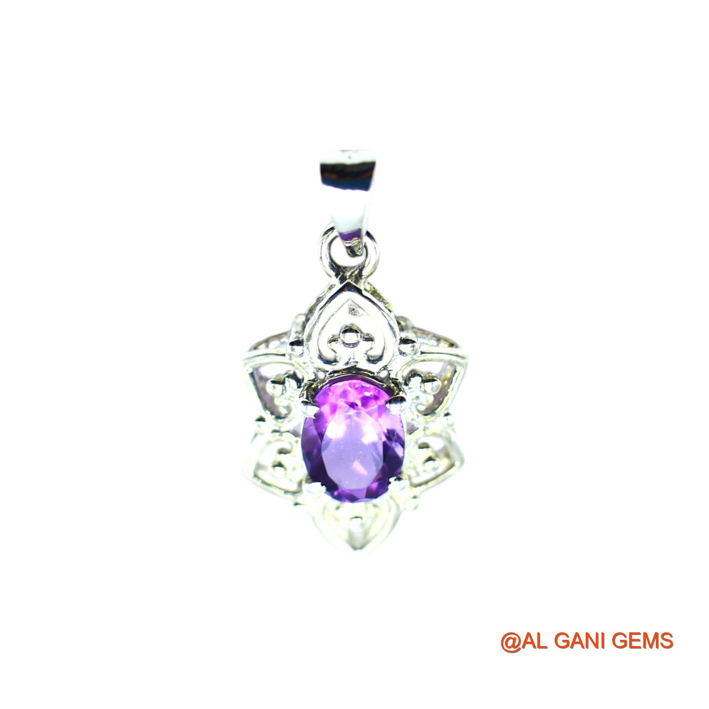 925 Silver Amethyst Gemstone Birthday Daughter Statement Boho Pendant SP-8