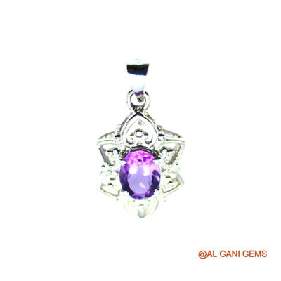 925 Silver Amethyst Gemstone Birthday Daughter Statement Boho Pendant SP-8