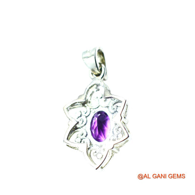 925 Silver Amethyst Gemstone Birthday Daughter Statement Boho Pendant SP-8