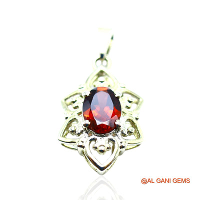 925 Silver Garnet Stone Daughter Root Chakra Handmade Dainty Pendant SP-9