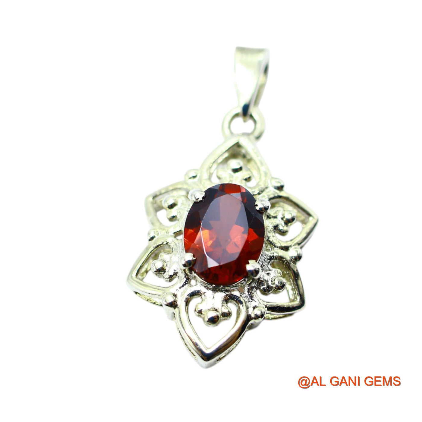 925 Silver Garnet Stone Daughter Root Chakra Handmade Dainty Pendant SP-9
