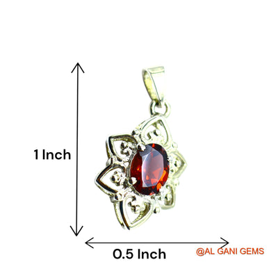 925 Silver Garnet Stone Daughter Root Chakra Handmade Dainty Pendant SP-9