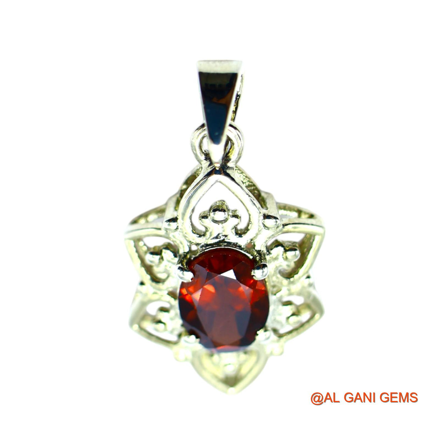 925 Silver Garnet Stone Daughter Root Chakra Handmade Dainty Pendant SP-9
