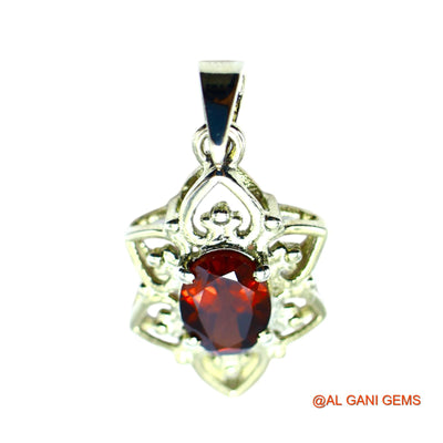 925 Silver Garnet Stone Daughter Root Chakra Handmade Dainty Pendant SP-9