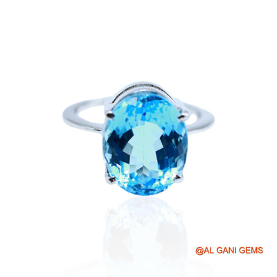 Sterling Silver Natural Blue Topaz Solitaire Mother Friend Gift Ring SR-10