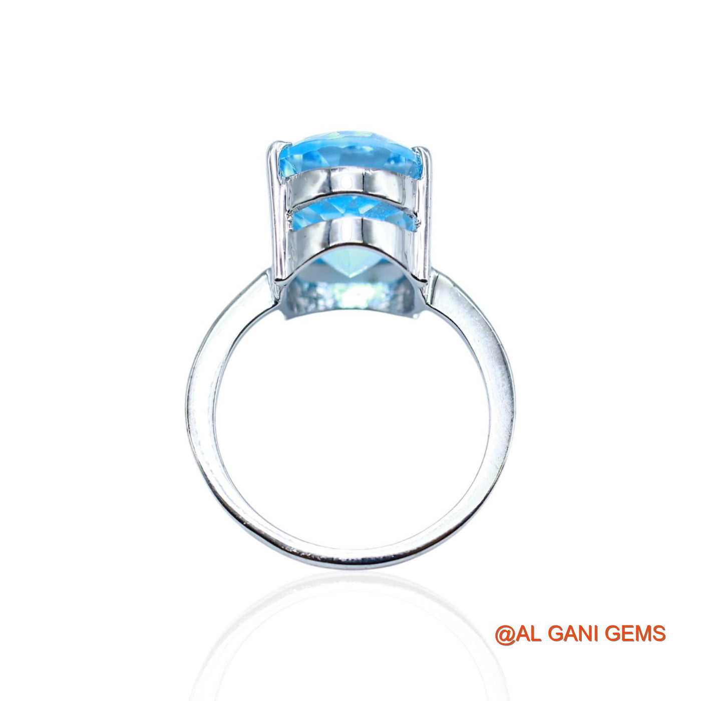 Sterling Silver Natural Blue Topaz Solitaire Mother Friend Gift Ring SR-10