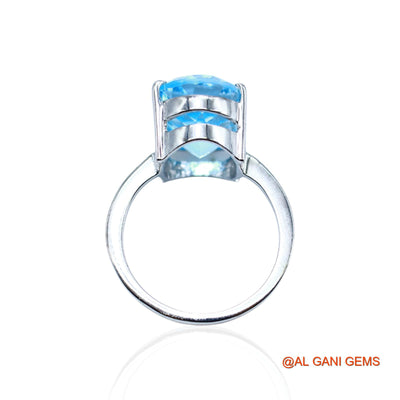 Sterling Silver Natural Blue Topaz Solitaire Mother Friend Gift Ring SR-10