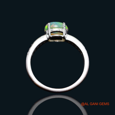 Natural Ethiopian Fire Opal Zircon 925 Sterling Silver Bezel Solitaire Boho Ring SR-12