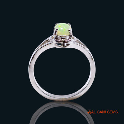 Natural Ethiopian Fire Opal 925 Silver Birthday Wedding Statement Solitaire Ring SR-13