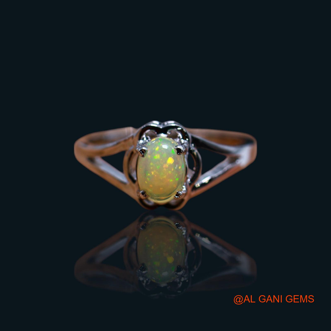 Natural Ethiopian Fire Opal 925 Silver Birthday Wedding Statement Solitaire Ring SR-13