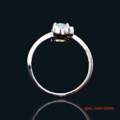 925 Silver Natural Ethiopian Fire Opal Zircon Antique Solitaire Statement Ring SR-15