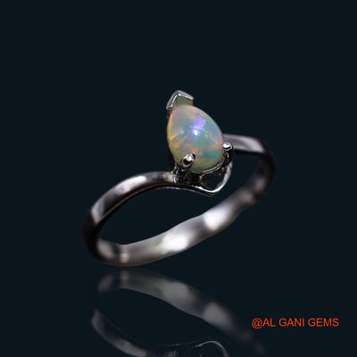 Sacral Chakra Ethiopian Fire Opal Stone 925 Sterling Silver Solitaire Bezel Ring SR-17